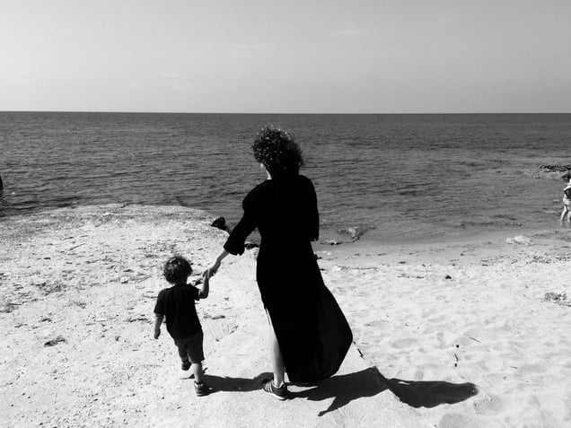 Punta Braccetto, Sicily (2016). Sara and Martino. Archetypes: the sea, the mother, the child.