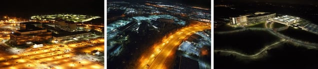National Security Agency, Ft. Meade MD; National Reconnaissance Office, Chantilly, VA; National Geospatial-Intelligence Agency, Springfield, VA, 2014. Three C-prints, 18 x 27 inches (each image). © Trevor Paglen. Courtesy of the artist and Metro Pictures, New York.