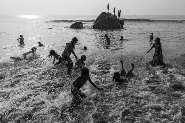 Kids are playing at Mahabalipuram, India, 2026