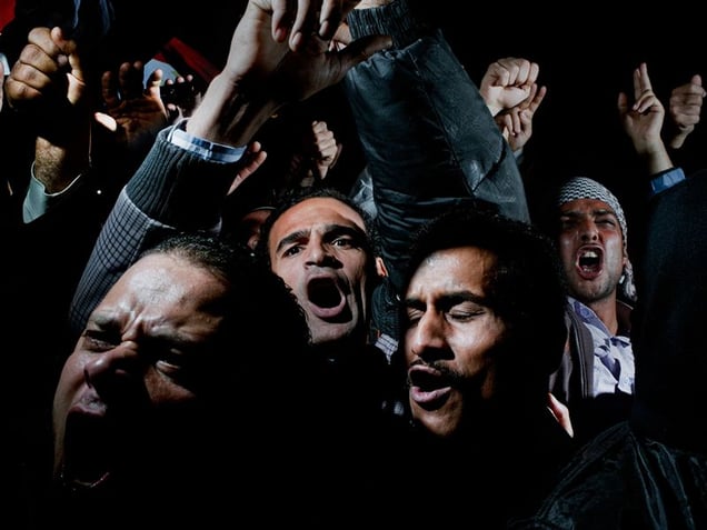 1st prize General News Singles: © Alex Majoli, Italy, Magnum Photos for Newsweek. Cairo, Egypt, 10 February.  Protesters cry, chant and scream in Cairos Tahrir Square, after listening to the speech in which Egyptian President Hosni Mubarak said he would not give up power.
