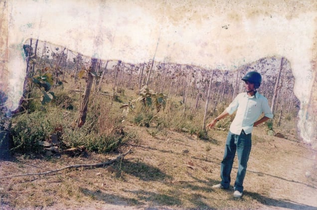 A relative points to the place where Pornpet Muensri was killed in 2004. From her archives.