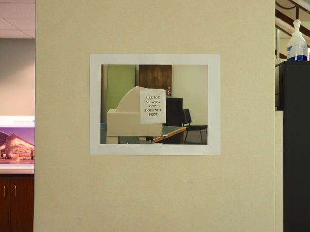 Installation view, one of '12Dislocations,' in Bookless,' Madison (WI) Public Library, 2012