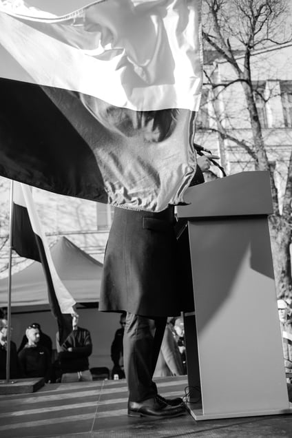 Politician at a political rally.