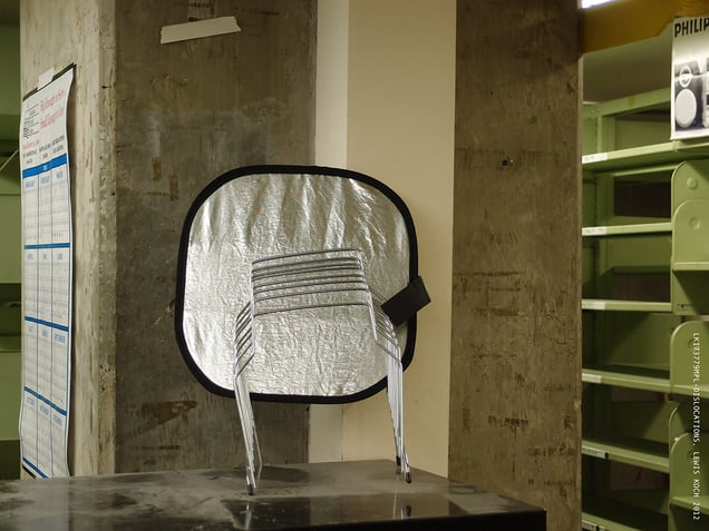 One of '12Dislocations,' in Bookless' installation/event, Madison (WI) Public Library, 2012