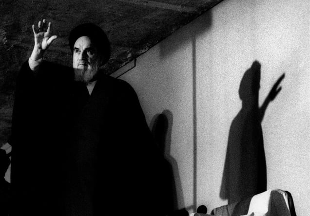 Ayatollah Ruhollah Khomeini, leader of the revolution and founder of Irans Islamic republic waves to the crowd in the northern Jamaran district of Tehran, IRAN - 1980
© Copyright 1979-2009 Alfred Yaghobzadeh. All rights reserved.