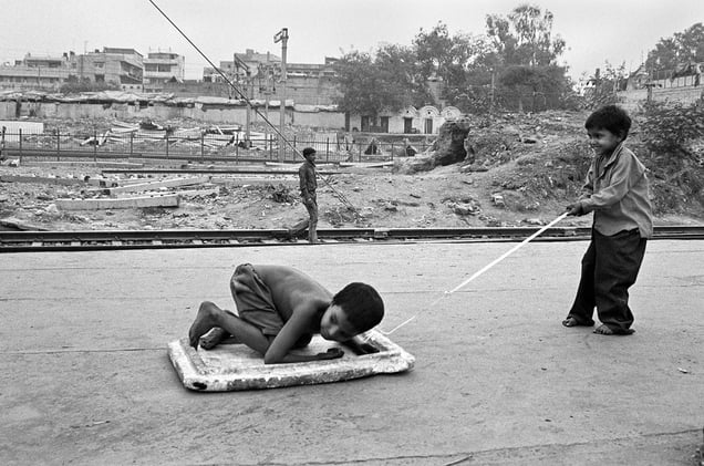 Children from the nearby slum,Sadar Bazar Railway Station.