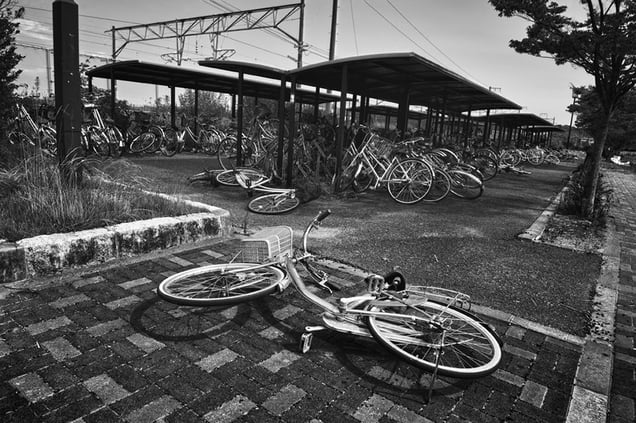 Bicycle parking train station, from the series Fukushima "No Go" Zone, © Pierpaolo Mittica.