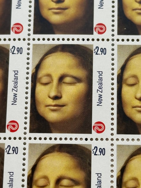 Mona Lisa postage stamp (New Zealand) 2026