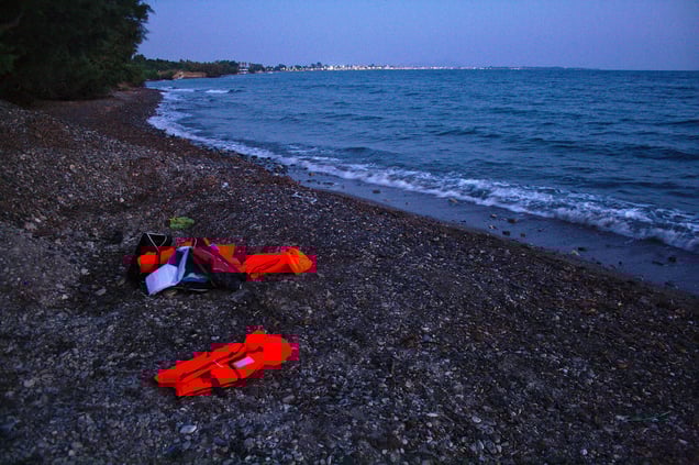 Abandoned life vests on Kos beach