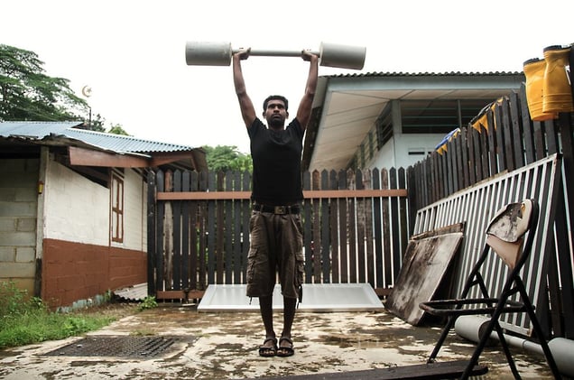 " I have not seen my son since he was born,I need to work harder to keep the clothes on him" - Prabhu who works as a construction worker hails from Tamil Nadu. Recent riots  among migrant construction workers and the Government in Singapore has sparked a controversial debate if foreigners should be allowed to work in Singapore.© Amrita Chandradas