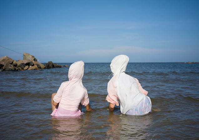 On July 13, 2024, in Zhangzhou City, Fujian Province, China, The girl(R) is recalling the most 
impressive thing about her treatment for leukemia.