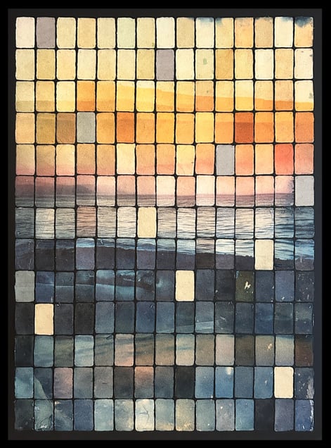 © Joost Vandebrug, 24-N-XI, 2024, Series: Pillow Book, 195 monotypes via photo emulsion transfer on handmade paper cards