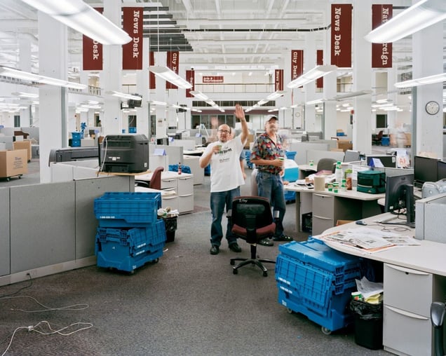 Goodnight, Final Edition From Broad Street Newsroom Is Put To Bed, 11:05pm, 2012 © Will Steacy