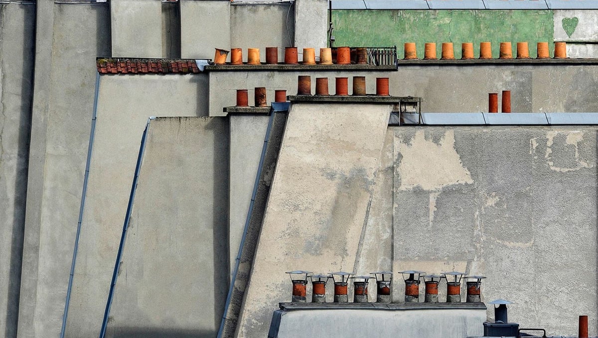 From the series "Paris Rooftops," which Wolf made during his years in the City of Light, an iconic location that initially stymied his creative efforts. Eventually, Wolf took to the roofs, discovering a simple and appealing geometric beauty that contrasted with the heavily loaded architecture found on the street level.