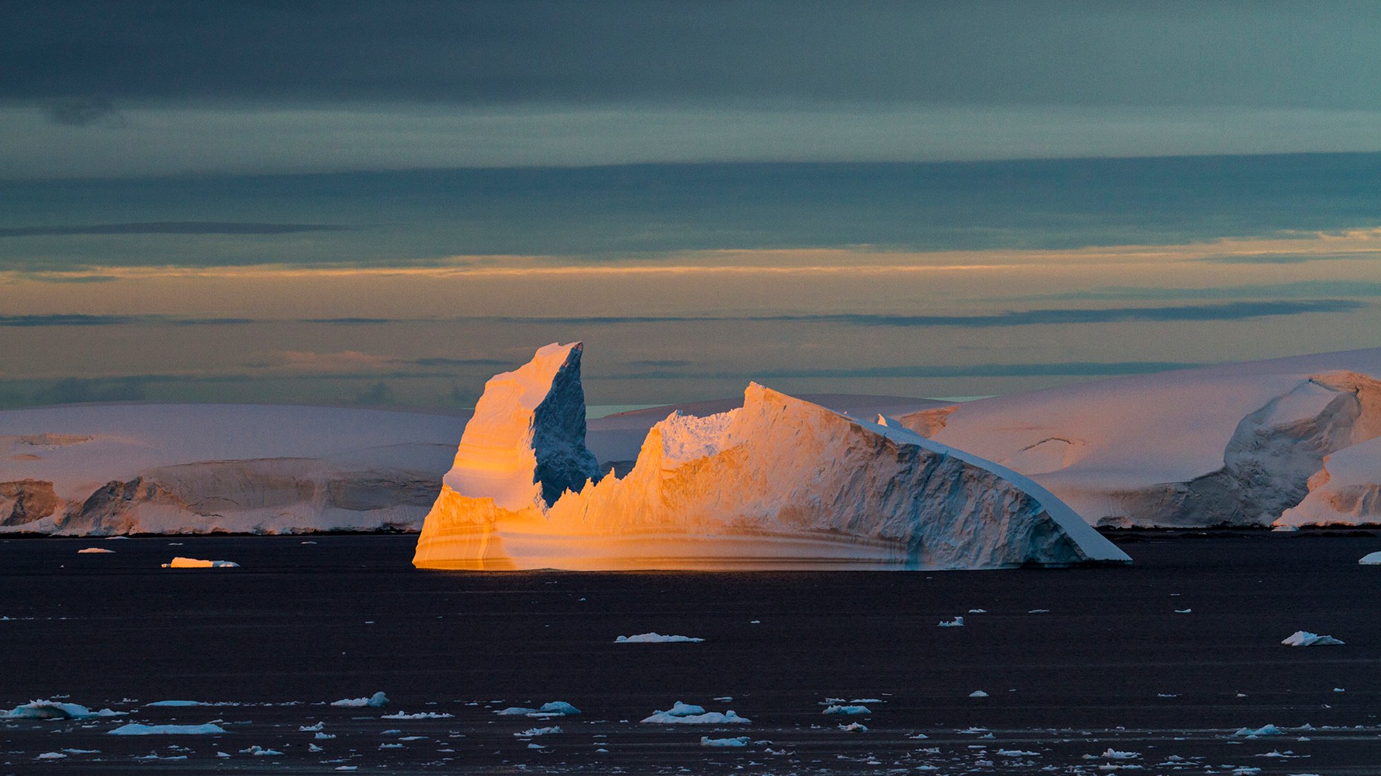 Midnight Sunset, Lemaire Channel, Antarctica 14 January 2017 © Camille Seaman