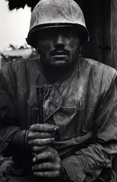 Shell-shocked US Marine. Vietnam, Hue, 1968. Printed 2013.