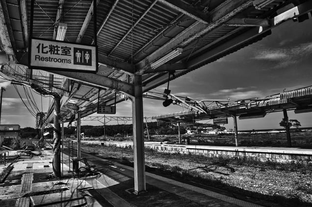 Train station devastated by the Tsunami, from the series Fukushima "No Go" Zone, © Pierpaolo Mittica.