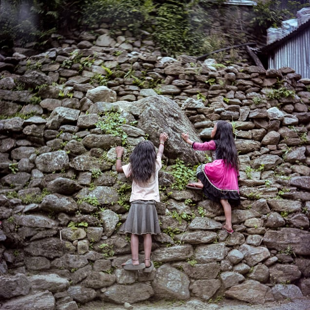 Anisha Gurung (left), 7, and Anushka Gurung, 6, are inseparable. They study and play together, only separating for bedtime. Their parents bonded them as mitinis because of their friendship and similar names.
