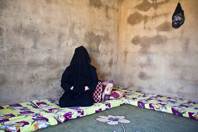 Jdeideh, Lebanon. Latifah, 42 years old, comes from Zahra, where she used to live a comfortable life before the revolution started. Her husband was managing a transport company, but the vehicles got stuck and destroyed four months ago, after the village came under heavy shelling during clashes between the Syrian forces and the Free Syrian Army. © Matilde Gattoni