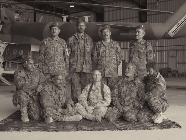 The future leadership of the Afghan Air Force with Major Jason A. Church of the US Marines who is training and funding them.
© Simon Norfolk.