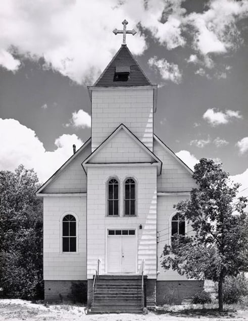 Catholic church, summer. Ramah, Colorado. 1965. © Robert Adams. Image courtesy of Fraenkel Gallery.