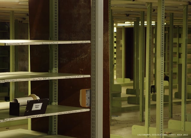 One of '12Dislocations,' in Bookless' installation/event, Madison (WI) Public Library, 2012