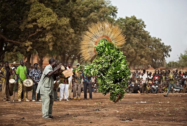 Dédougou, Burkina Faso: In February the otherwise sleepy and dusty town changes into a large funfair and an Eden for ethnologists during the international mask festival. © Matjaz Krivic