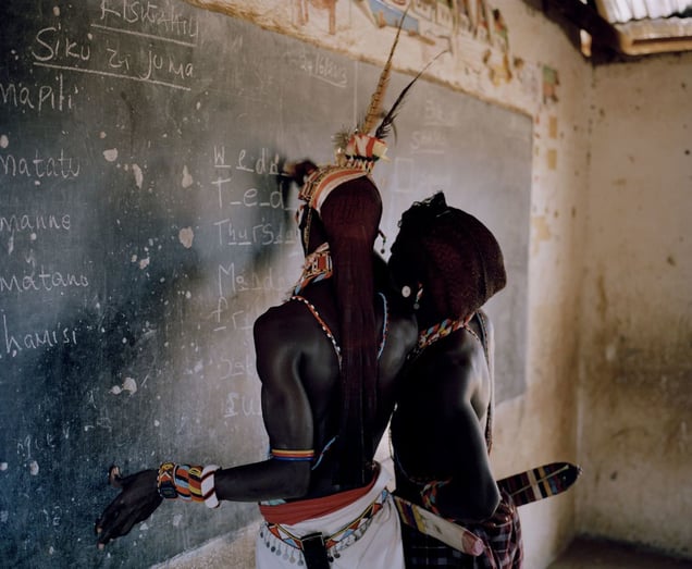 warrior school # II, ewaso lions, westgate community conservancy, northern kenya-from the series 'with butterflies and warriors'-David Chancellor-