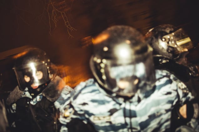Riot police before the attack. Kiev, Dec. 11, 2014.