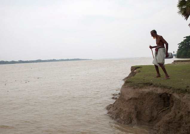 Ishak Hawladar is 95 years old who has lost his lands by river erosion. Morrelganj, Bagerhat