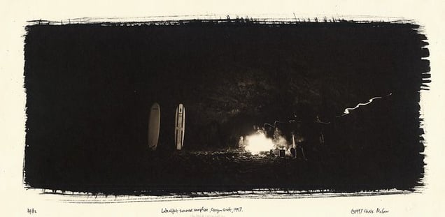Another late night campfire, Oregon coastline, 1997. © Chris McCaw