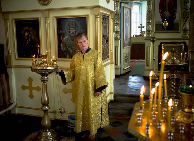 In the village church, a patient who assists the priest every weekend. Summer of 2012, Elatma, Ryazan region, Russia. © Anastasia Rudenko, 2015 Winner of the Canon Female Photojournalist Award supported by ELLE Magazine