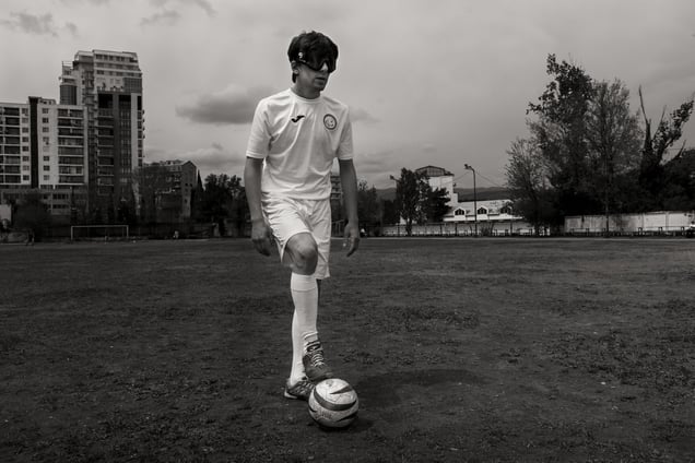 Blind soccer player