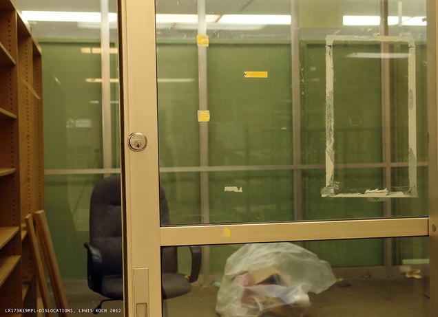 One of '12Dislocations,' in Bookless' installation/event, Madison (WI) Public Library, 2012