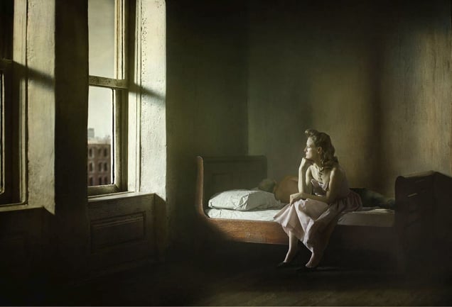 Woman And Man On A Bed. From the series "Hopper Meditations" © Richard Tuschman