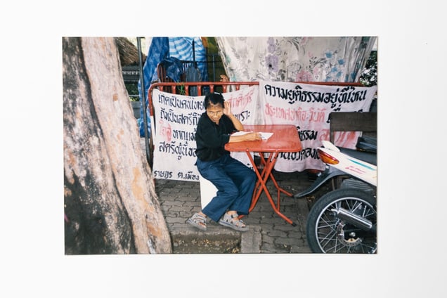 Pornpet Muensri protesting in Bangkok. From her archive.