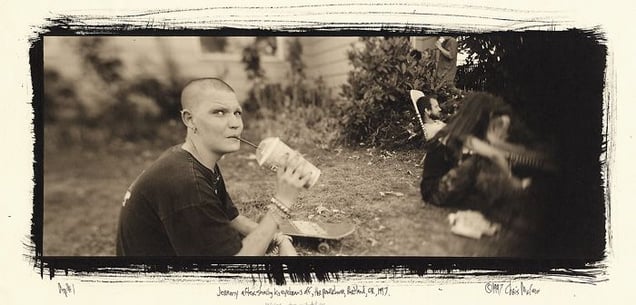 Jeremy after shaving his eyebrows off, the Powerhouse, Portland, OR, 1997. © Chris McCaw