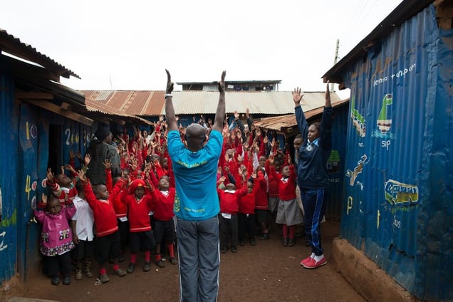 Samson Muhalia (53), teaches a class at the Marga Education Centre in the Kangemi slum.