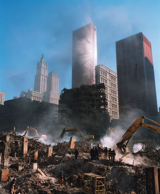 Smoke rising in the sunlight, New York City, 2001 © Joel Meyerowitz. From the book "Where I Find Myself." Published by Laurence King.