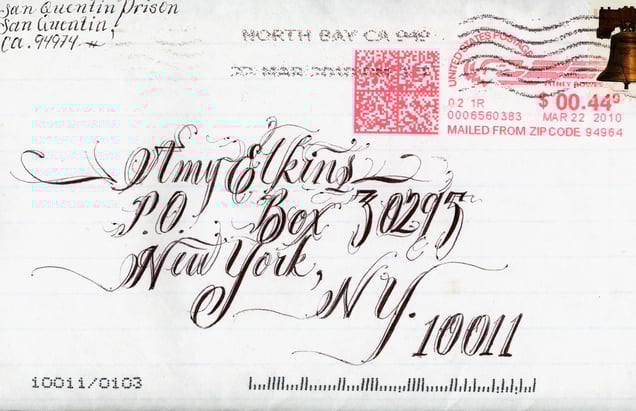 Envelope art sent from Death Row, San Quentin © Amy Elkins