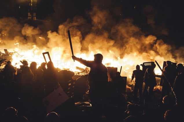 During another assault of the Maidan by police all the tents were burned. Kiev, Feb. 18, 2014