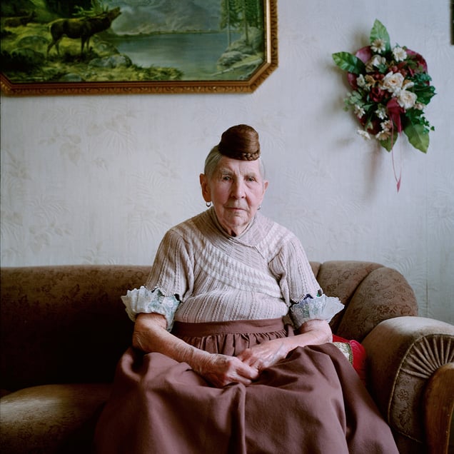Anna Pawelczyk (b. 1921) in her garb for everyday life, Schaumburger Land, Germany, 2010. From the series: Village Queens. The last women in their traditional peasant garbs