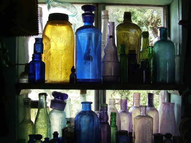 Bottles in window, 2010.
