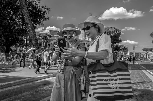 Asiatic tourists at Fori Imperiali