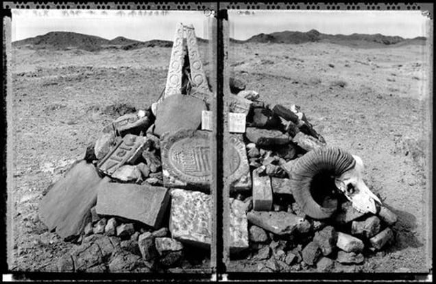 Ovoo, Gobi Desert, Shamanistic and Geographic Marker (Nomadic Mongolia #2), 2002. © Elaine Ling