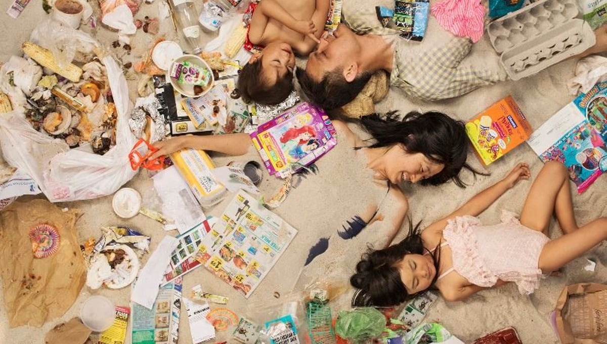 "7 Days of Garbage – Michael, Jason, Annie and Olivia." Location: Altadena, California. © ￼Gregg Segal (USA). Image courtesy of Syngenta Photography Award.