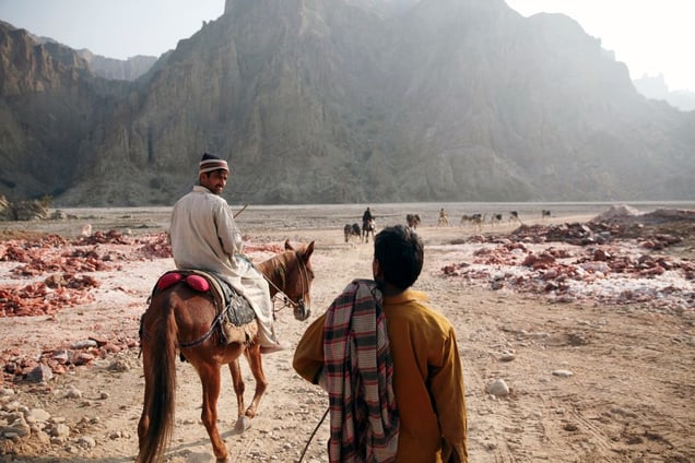 During the night donkeys are still used at the remote Kalabagh salt mine. Reaching areas that tractors still can't get to, the donkeys carry the rock salt to areas that is then collected and taken out of the mine during the day by tractors.