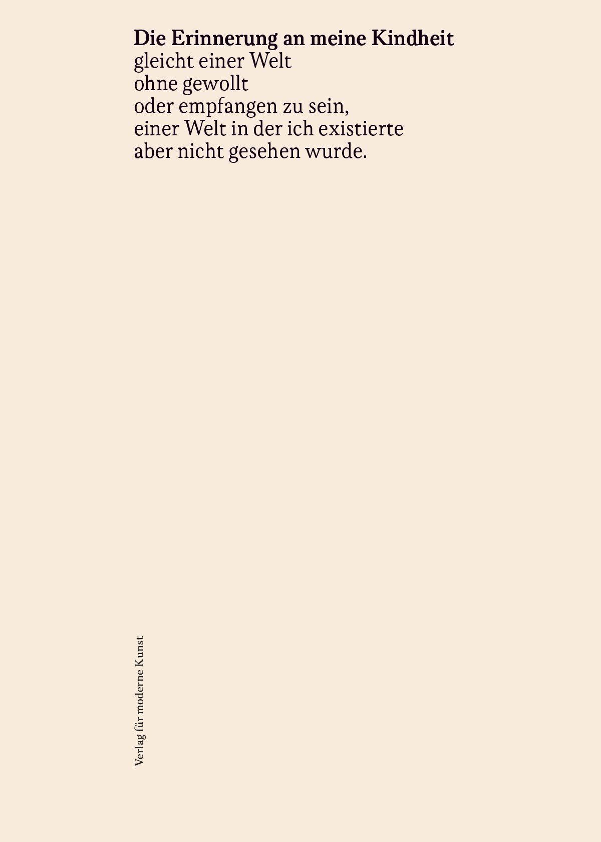 Die Erinnerung an meine Kindheit