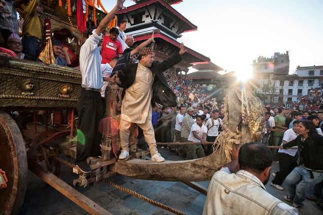 Kathmandu, Nepal: Kumari precession at famous Durbar square. © Matjaz Krivic