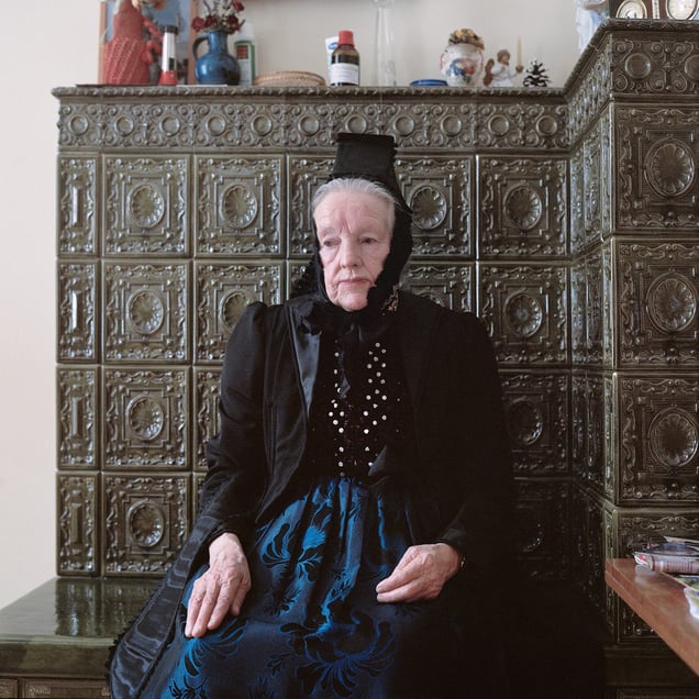 Luise Ketterer (b. ca. 1930) in her Sunday dress for church, Black Forest, Germany, 2012. From the series: Village Queens. The last women in their traditional peasant garbs